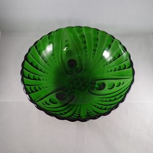 Vintage Anchor Hocking Emerald Green Burple Bubble Glass Footed Serving …